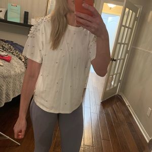 White top covered in pearls! Size medium